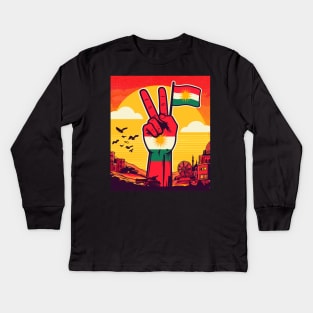 Biji kurdistan Peace and freedom Kids Long Sleeve T-Shirt